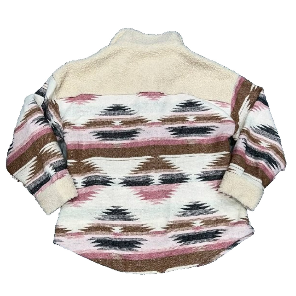 Altar'd State Beige Pink Aztec Y2k preppy Print Teddy Shacket S A005073 - Picture 10 of 12